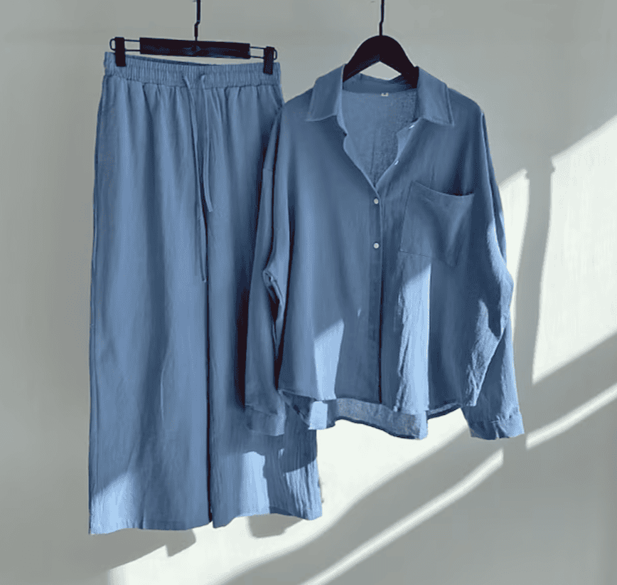 Valenzora | Linen summer set with long trousers and shirt