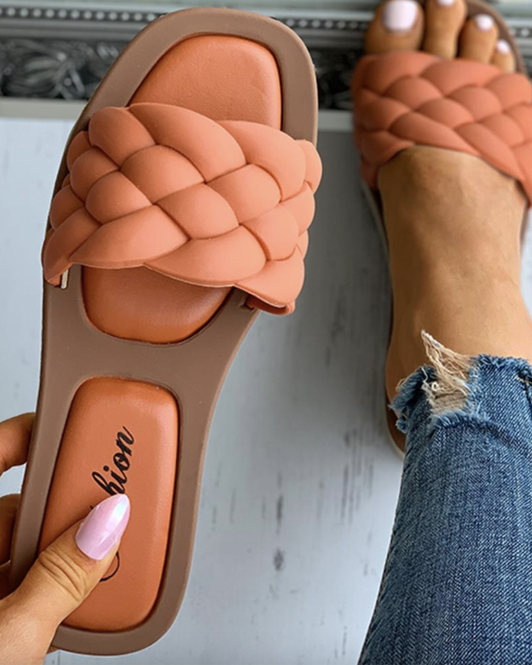Valenzora | Geflochtene Slip-on-Sandalen mit gepolsterter Sohle für Damen