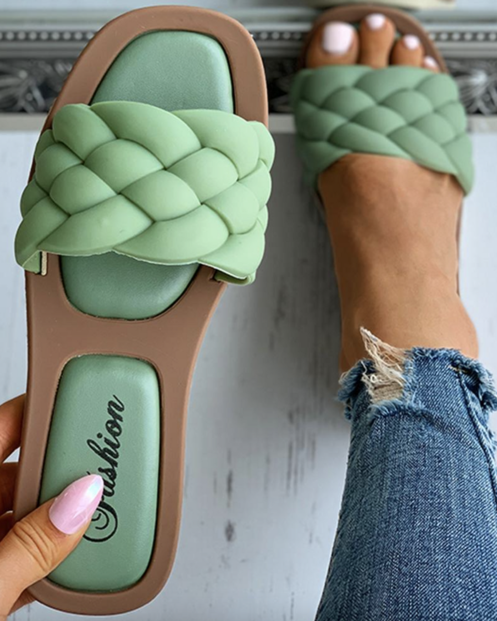 Valenzora | Geflochtene Slip-on-Sandalen mit gepolsterter Sohle für Damen