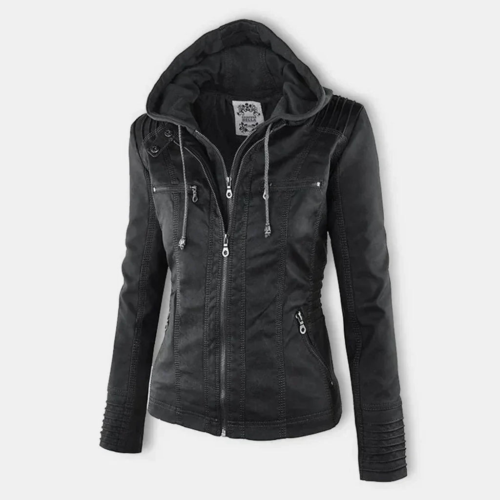 Valenzora | Elegante Kapuzen-Motorradjacke aus hochwertigem Leder
