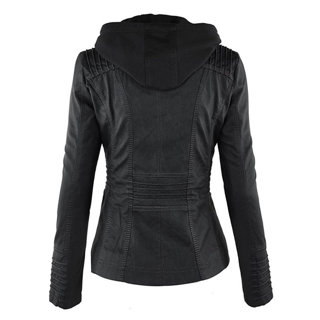 Valenzora | Weatherproof Women's Leather Jacket with Hood