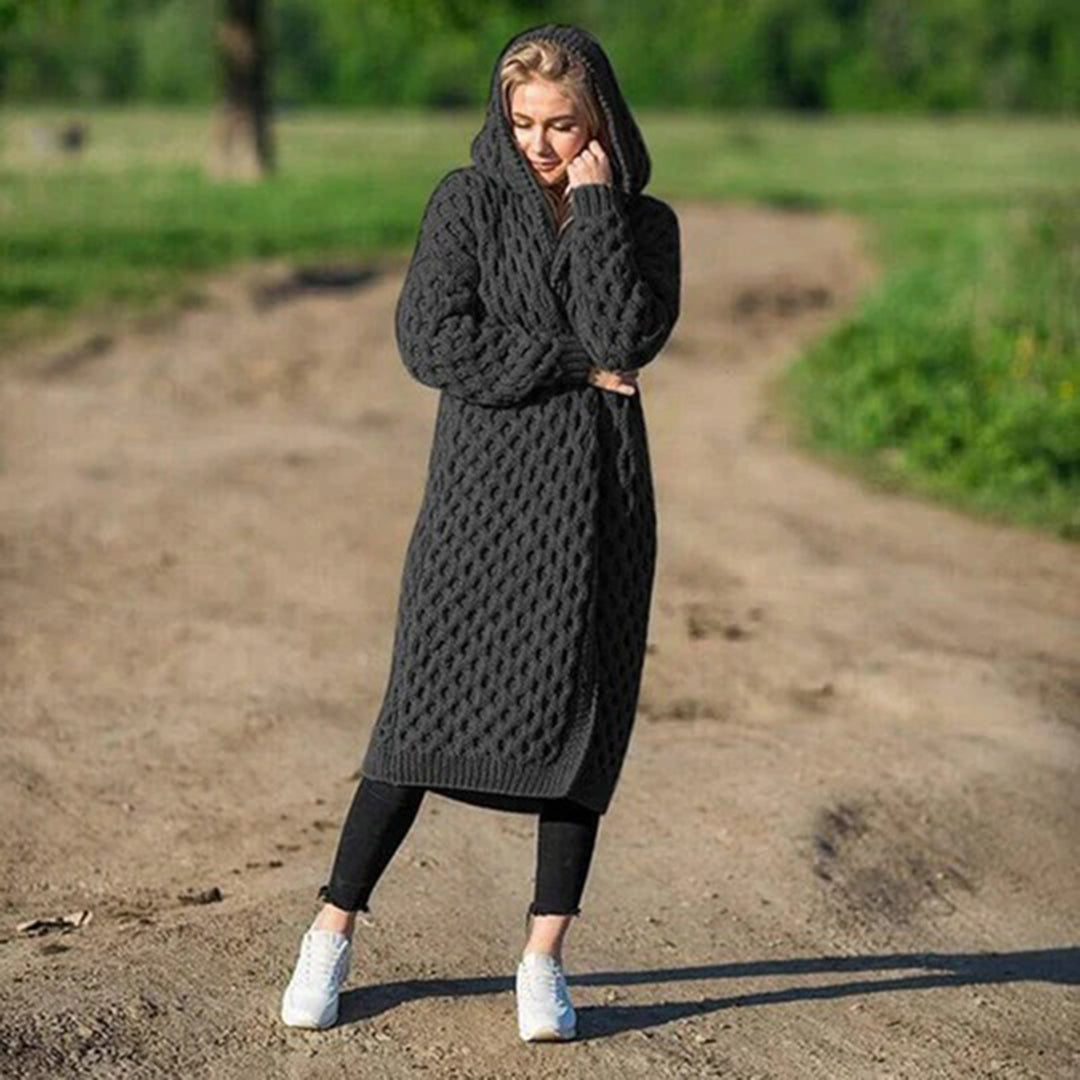 Schick: Cardigan mit Kapuze und Strukturmuster