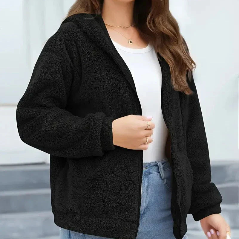 Valenzora | Women's Leisure Winter Hooded Jacket with Zipper