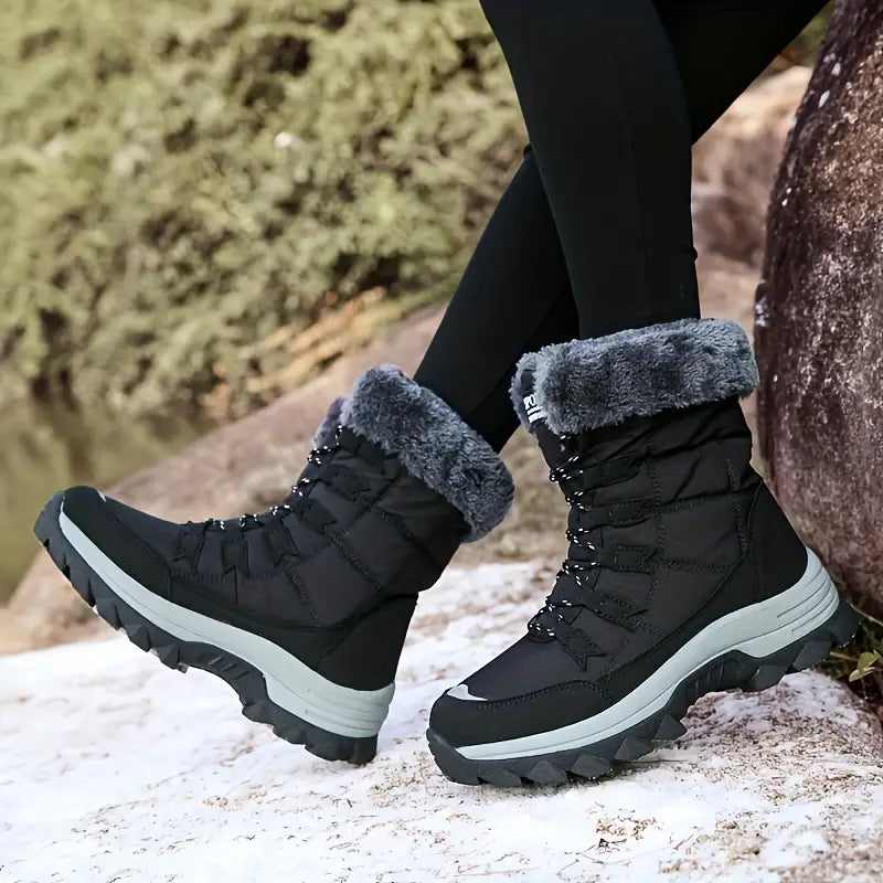 Valenzora | Women's winter boots - warm, non-slip black snow boots