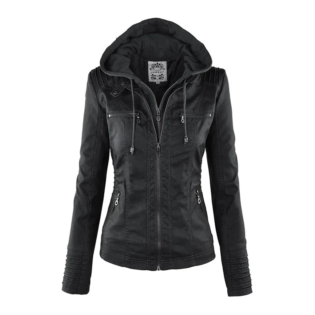 Valenzora | Elegante Kapuzen-Motorradjacke aus hochwertigem Leder