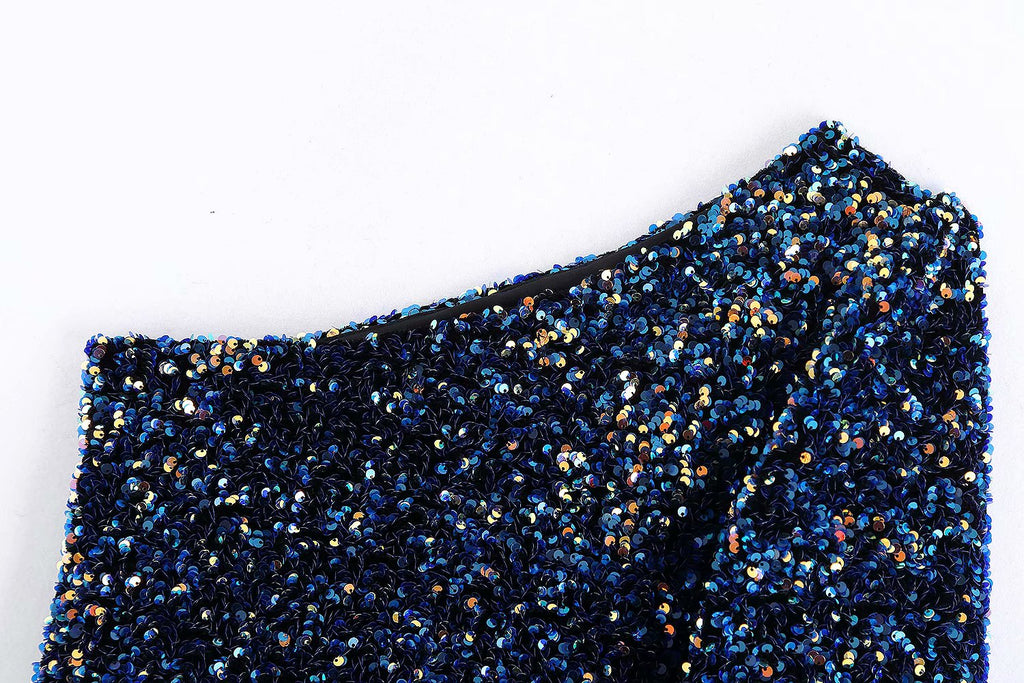 Valenzora | Glittering top with one shoulder strap