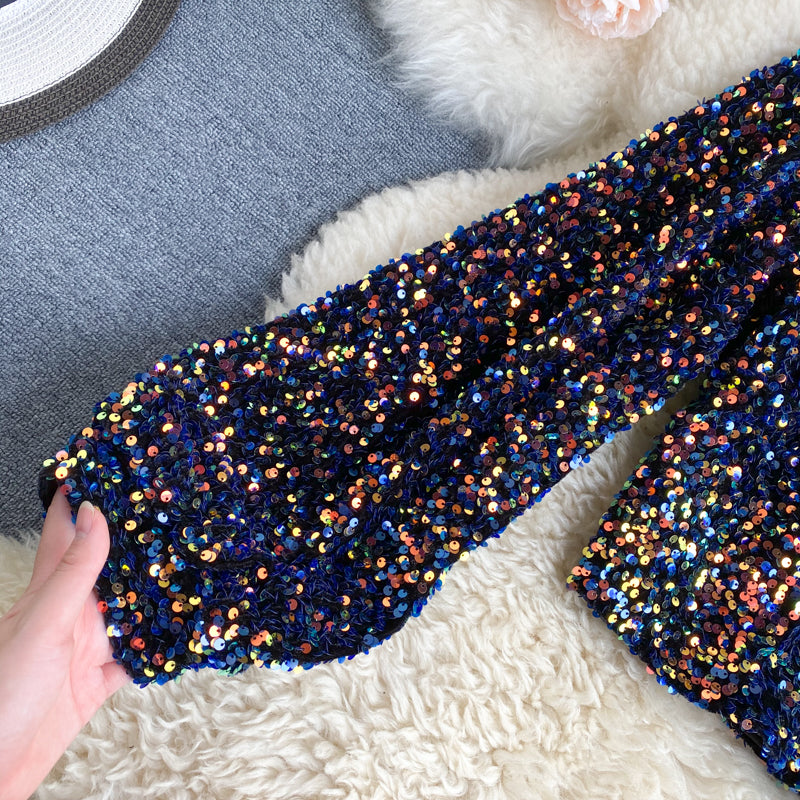 Valenzora | Glittering top with one shoulder strap