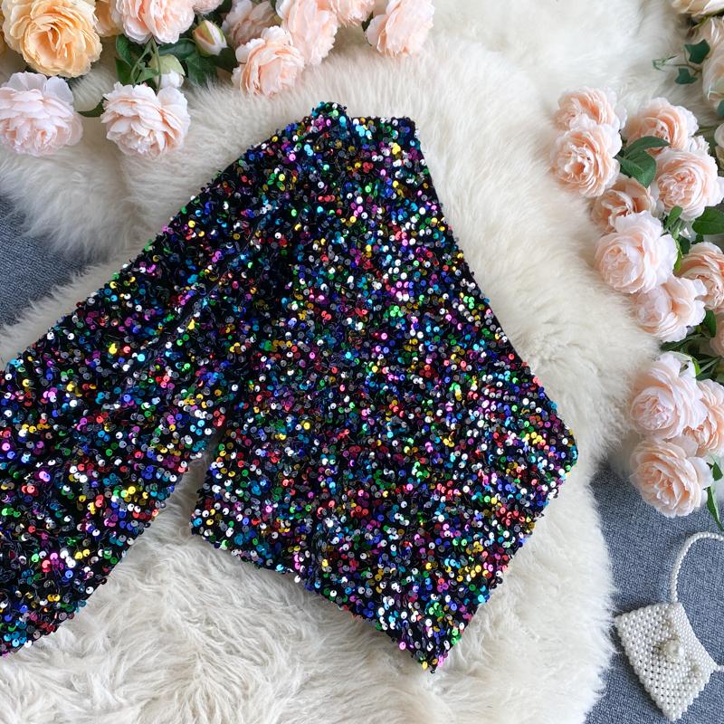Valenzora | Glittering top with one shoulder strap