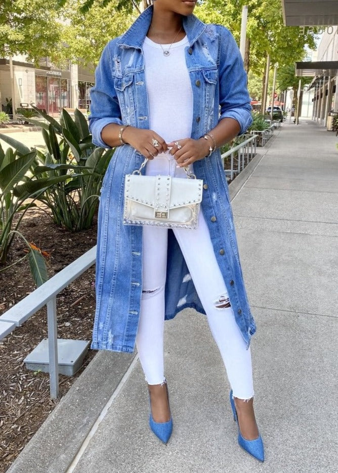 Valenzora - Long women's denim jacket