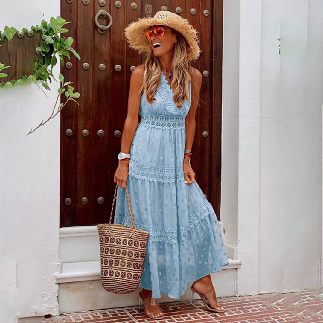 Valenzora - Embroidered sleeveless long dress