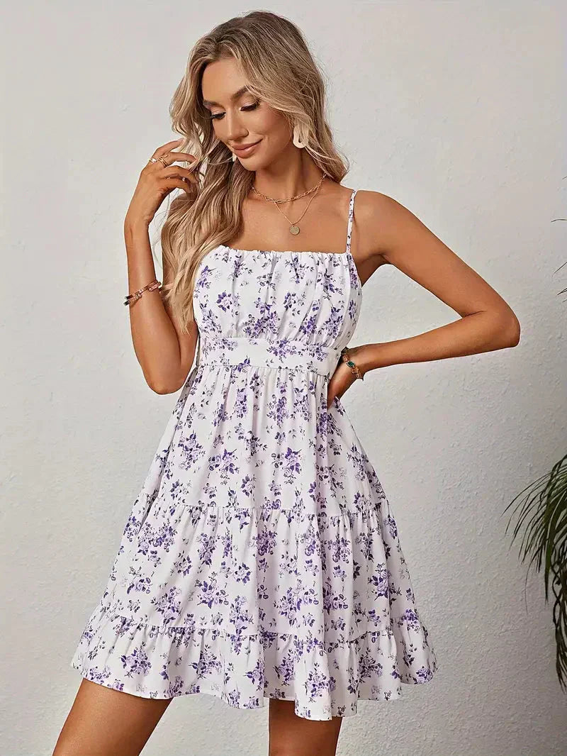 Valenzora | Floral dress, mini, spaghetti straps, summer dress, party dress