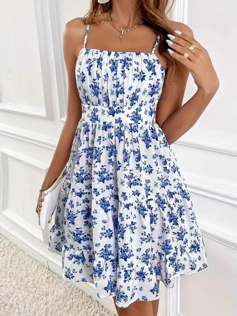 Valenzora | Floral dress, mini, spaghetti straps, summer dress, party dress