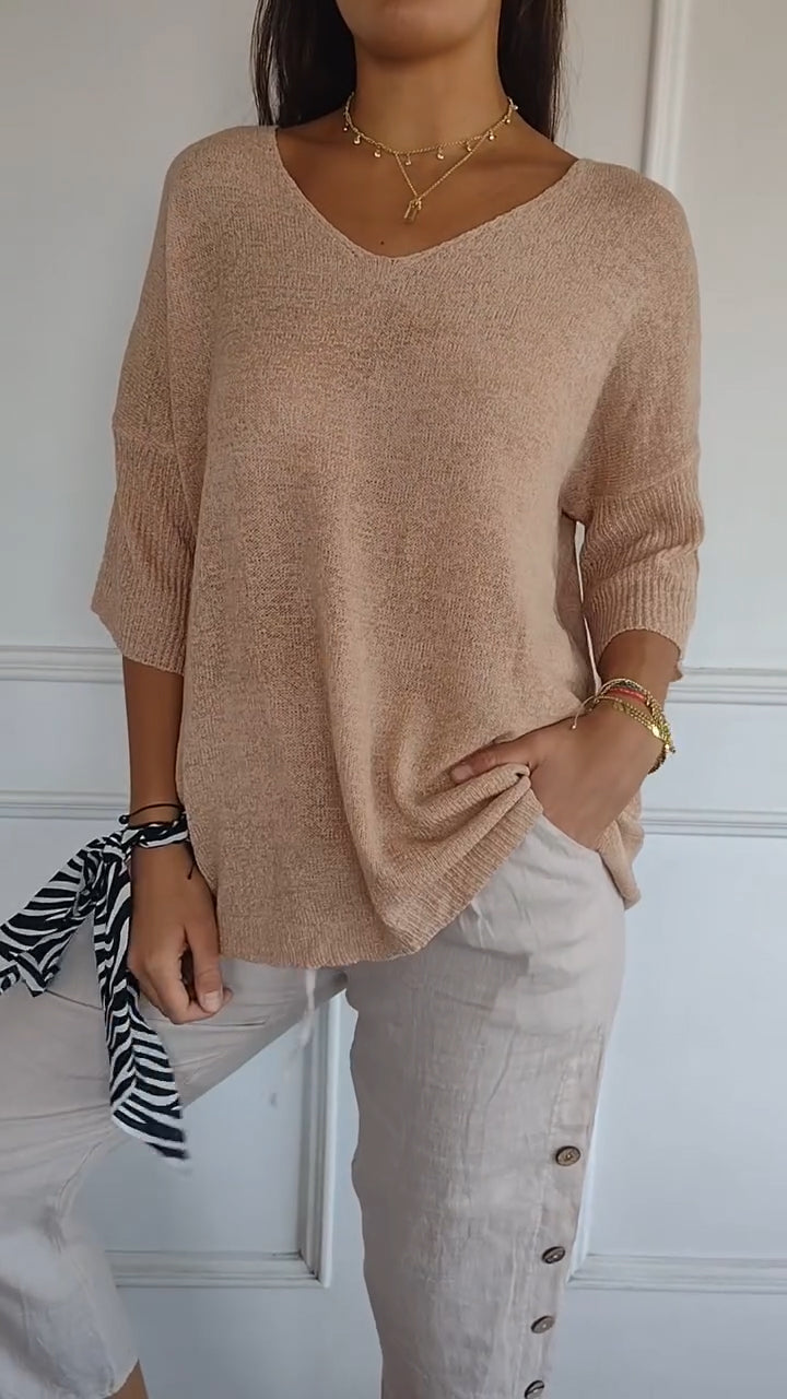 Valenzora | V-neck half-sleeve women's sweater women's clothing