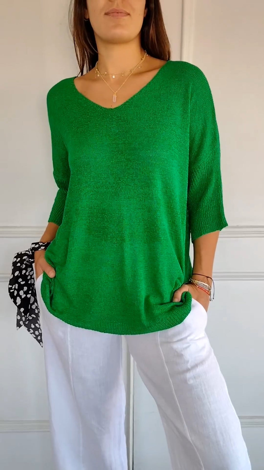 Valenzora | V-neck half-sleeve women's sweater women's clothing