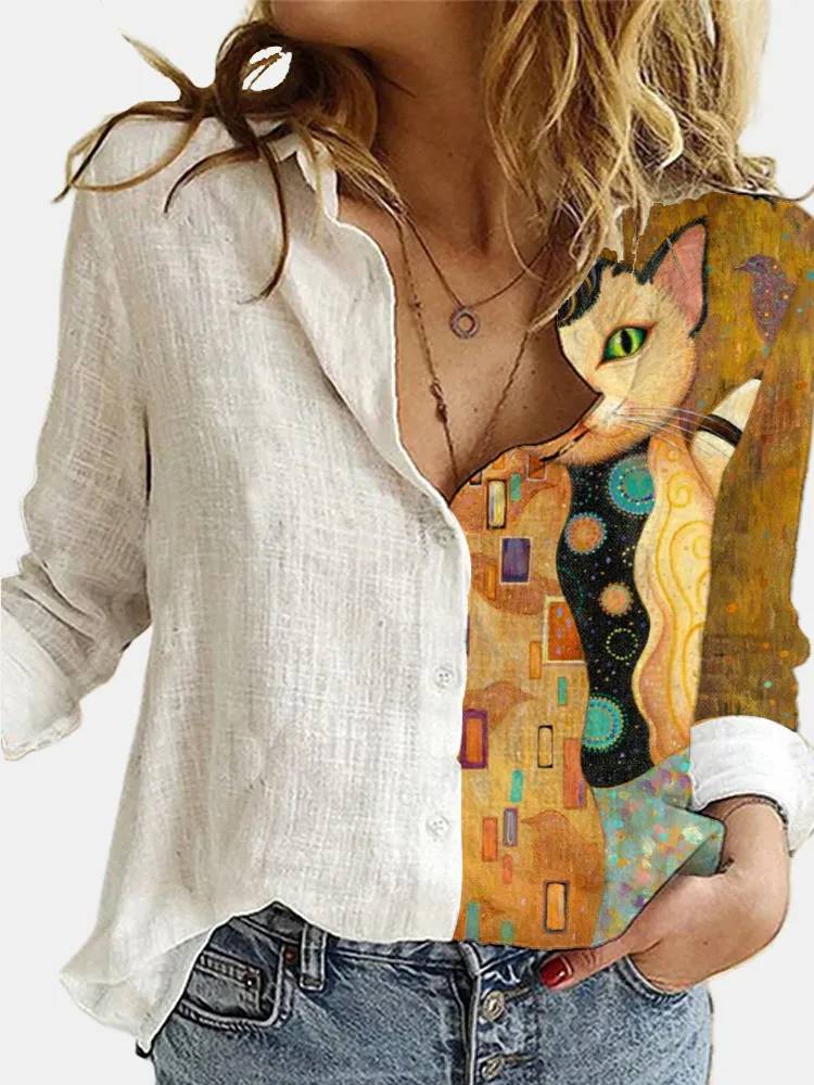 Valenzora | Button-front relaxed fit long-sleeved linen shirt women's clothing