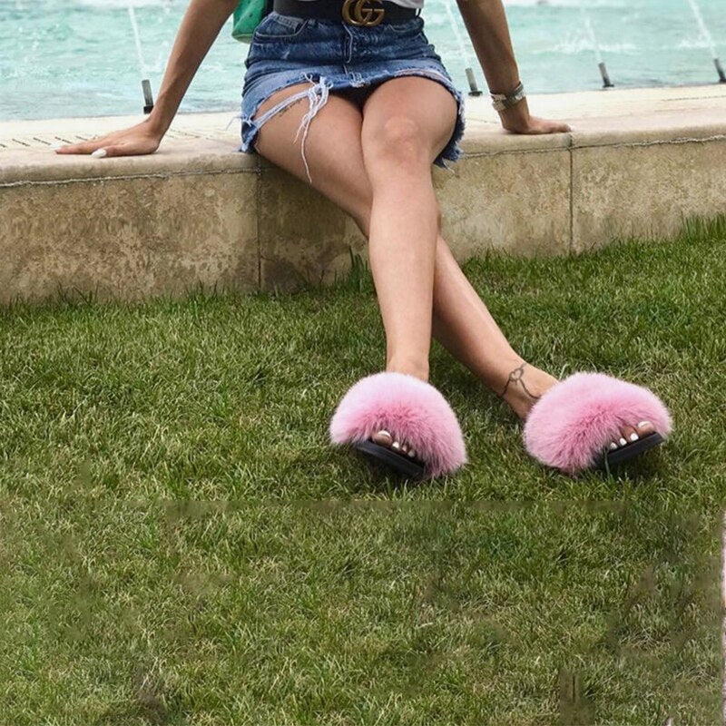 Valenzora | Moda Fay Fluffy Slippers Cheerful & Colorful Women's Shoes for Summer