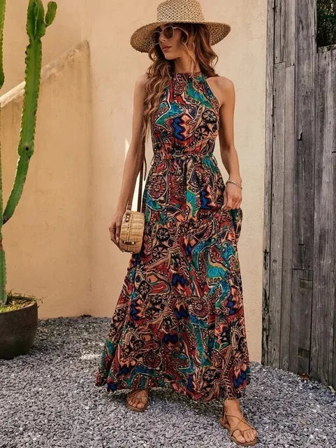 Valenzora | Boho halterneck dress for women
