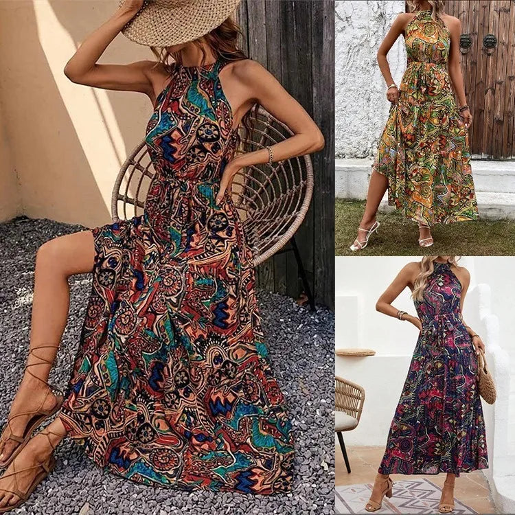 Valenzora | Boho halterneck dress for women