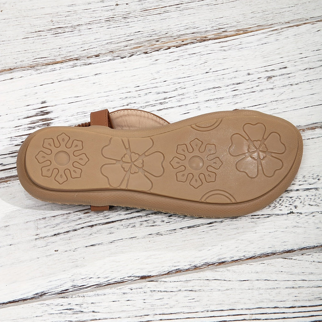 Valenzora | Flat Sandals with Elastic Ankle Strap, Orthopedic Sandals, Women's Sandals