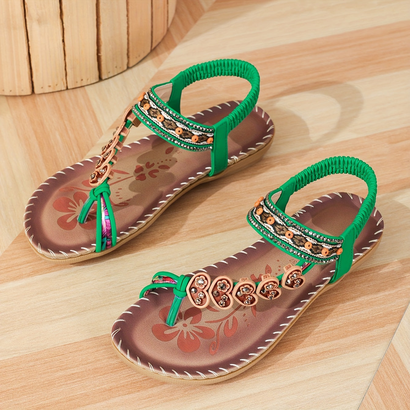 Valenzora | Flat Sandals with Elastic Ankle Strap, Orthopedic Sandals, Women's Sandals