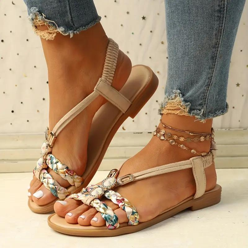 Valenzora | Slip-on sandals with elastic straps, flat sandals, summer shoes