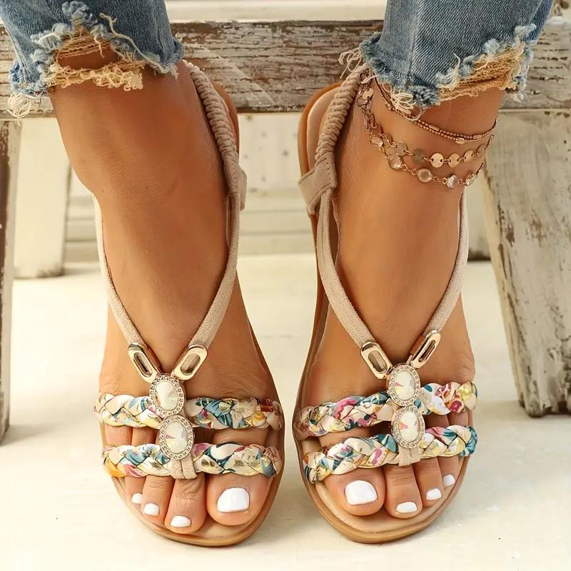 Valenzora | Slip-on sandals with elastic straps, flat sandals, summer shoes