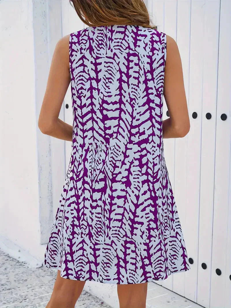 Valenzora | Bedrucktes ärmelloses Minikleid für den Sommer