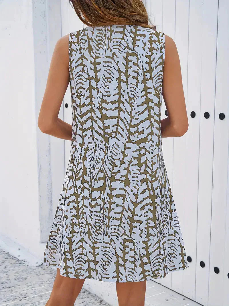 Valenzora | Bedrucktes ärmelloses Minikleid für den Sommer