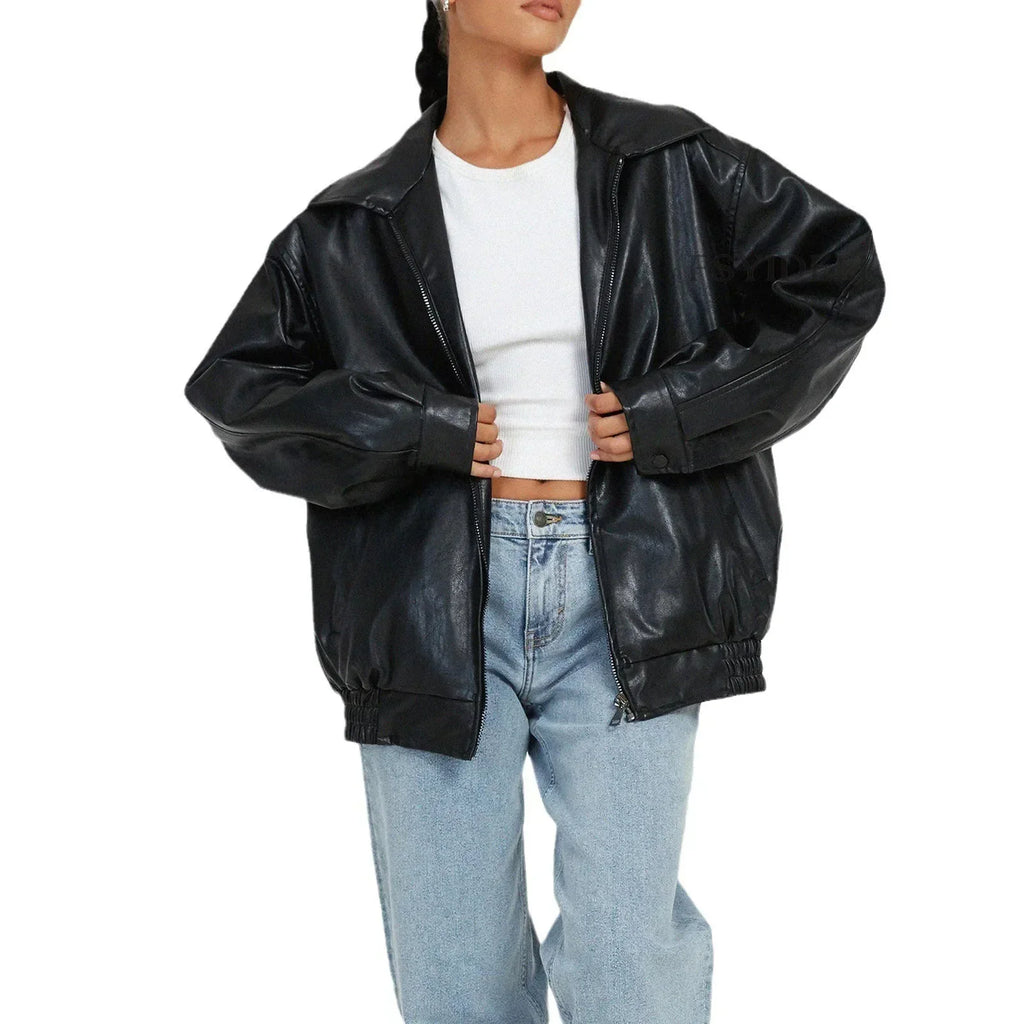 Valenzora | Modern Oversized Leather Jacket for Women