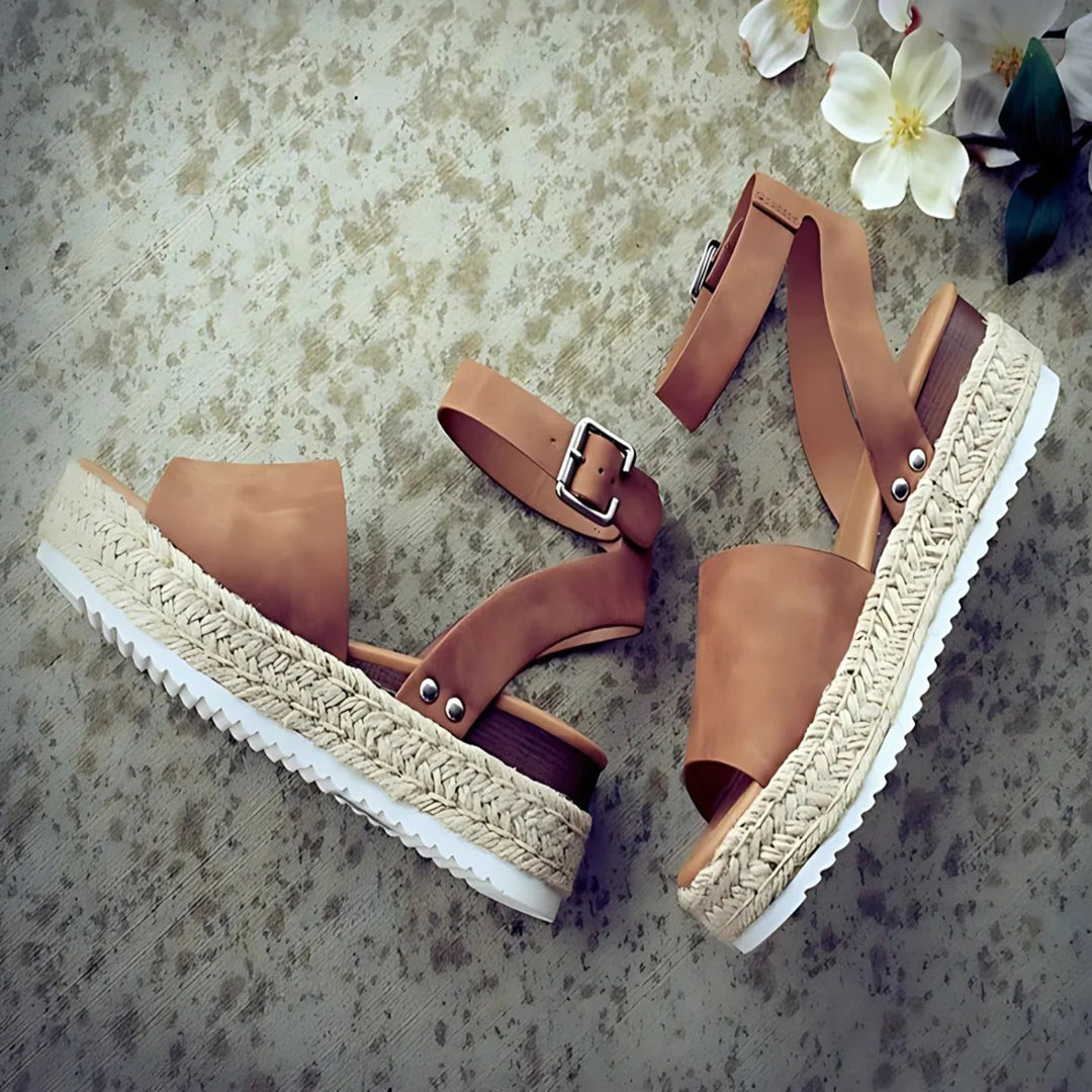 Valenzora | Platform Sandals Espadrille Sole Adjustable Ankle Strap Toe Strap