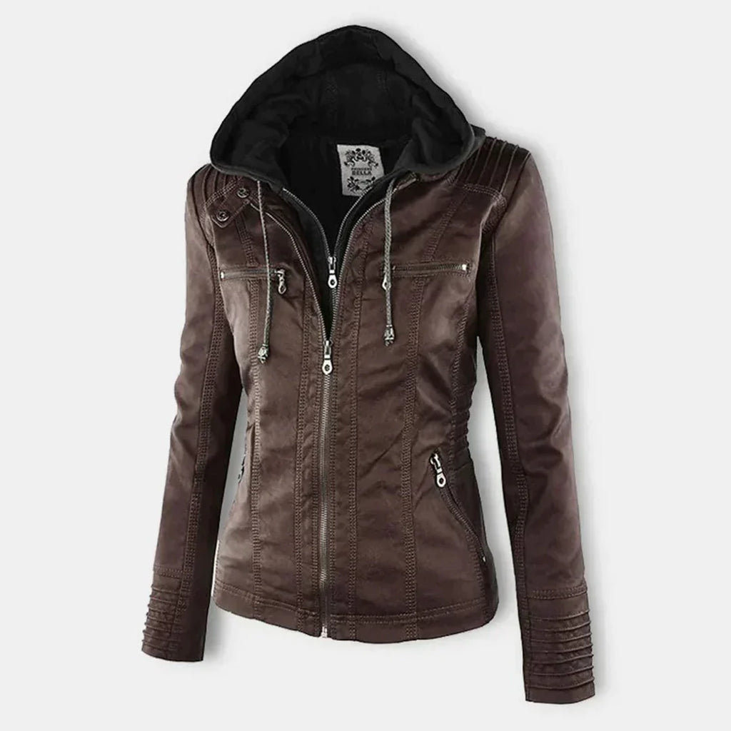Valenzora | Elegante Kapuzen-Motorradjacke aus hochwertigem Leder