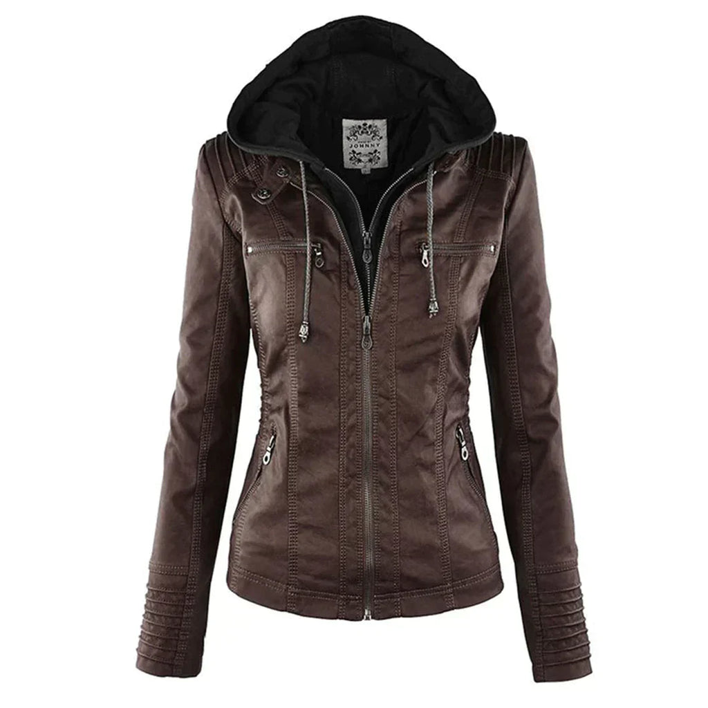 Valenzora | Elegante Kapuzen-Motorradjacke aus hochwertigem Leder