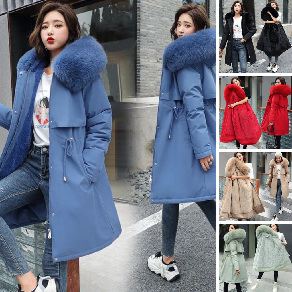 2026 Long New Coat with Hood and Soft Collar