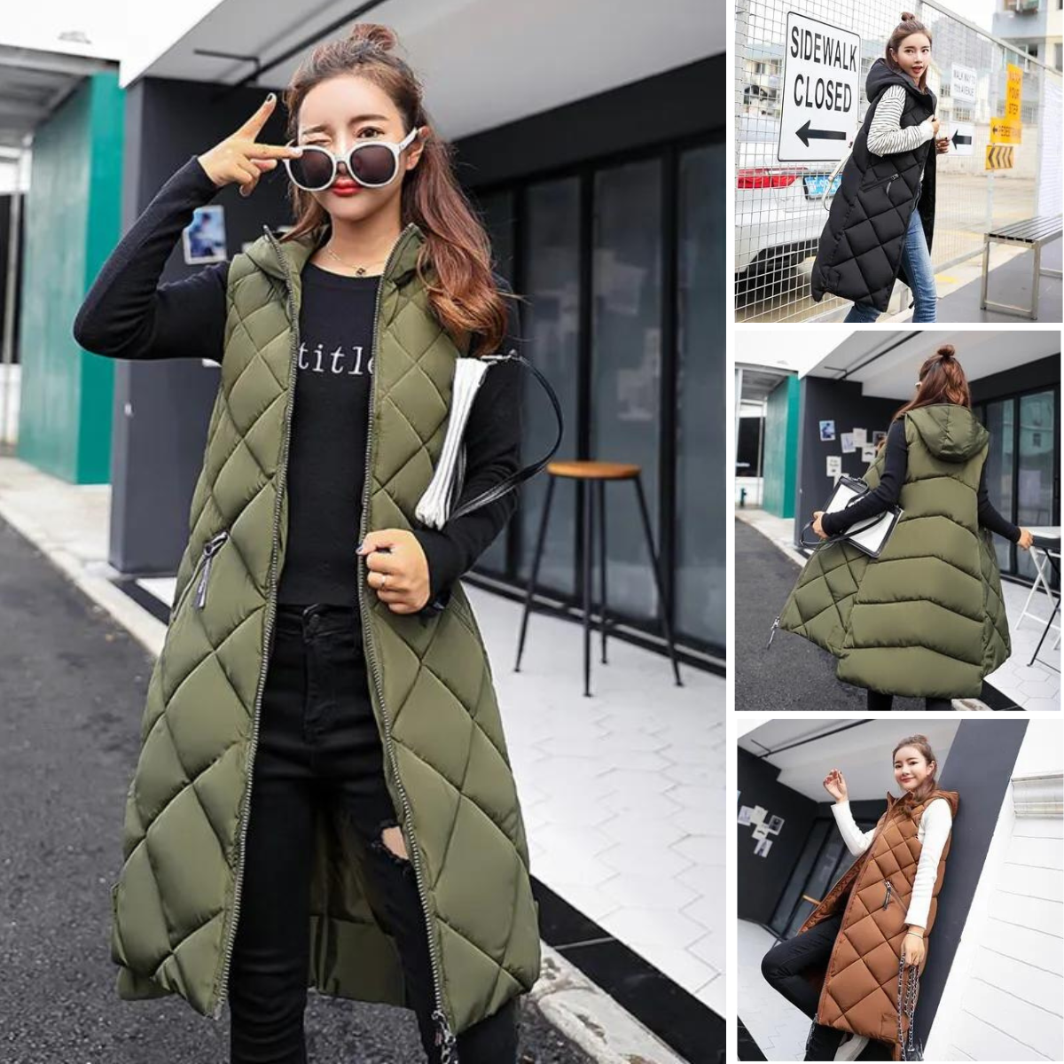 Winter-Trend: – Der neue lässige ärmellose Mantel mit Kapuze