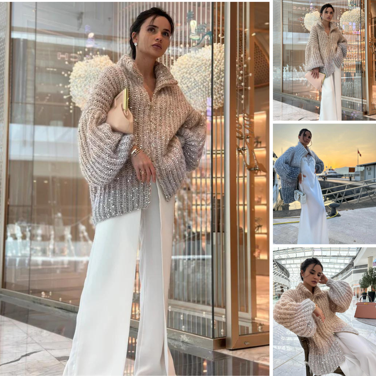 Maeve️ | Die elegante, glitzernde Seidenstrickjacke