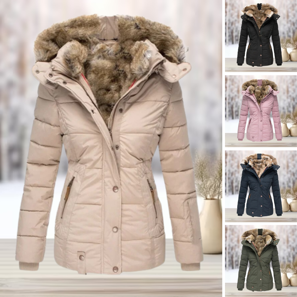 Valenzora | Elegant winter fur jacket with hood 2026