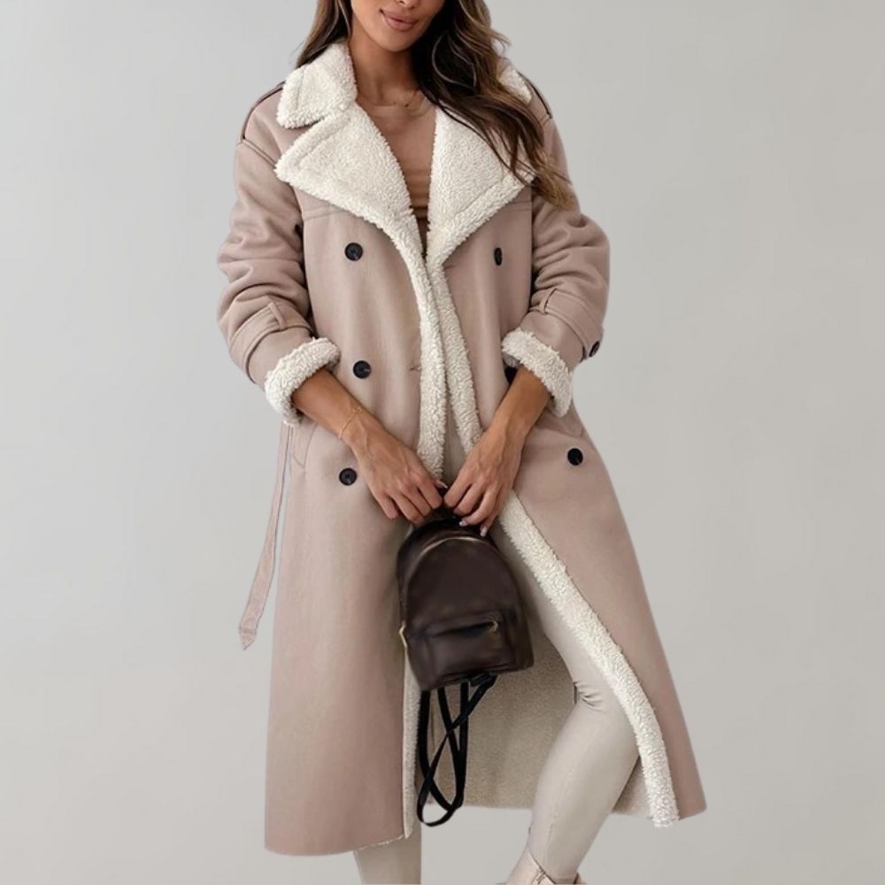 single-breasted winter coat made of soft leather