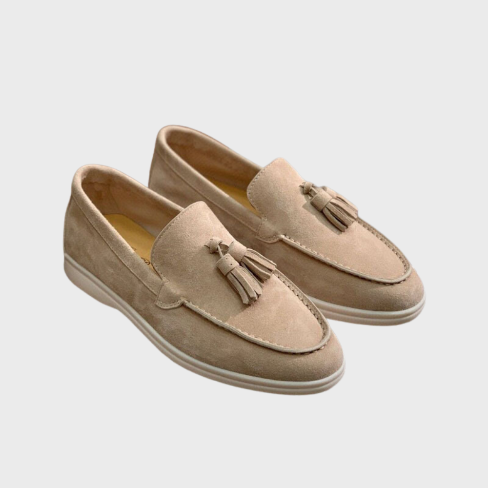 Valenzora | Suede slippers with tassels, slip-on moccasin toe, casual & smart dress shoe