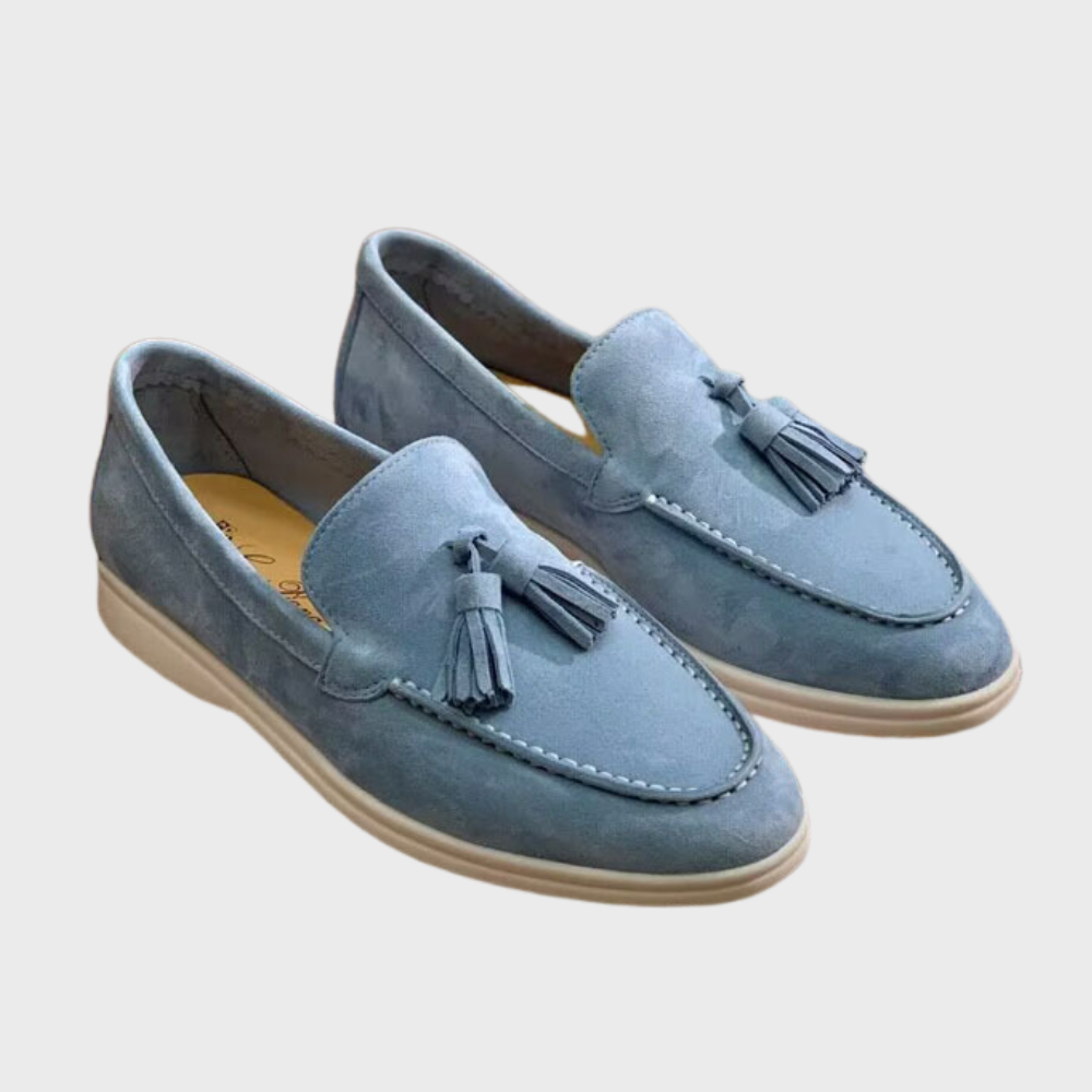 Valenzora | Suede slippers with tassels, slip-on moccasin toe, casual & smart dress shoe