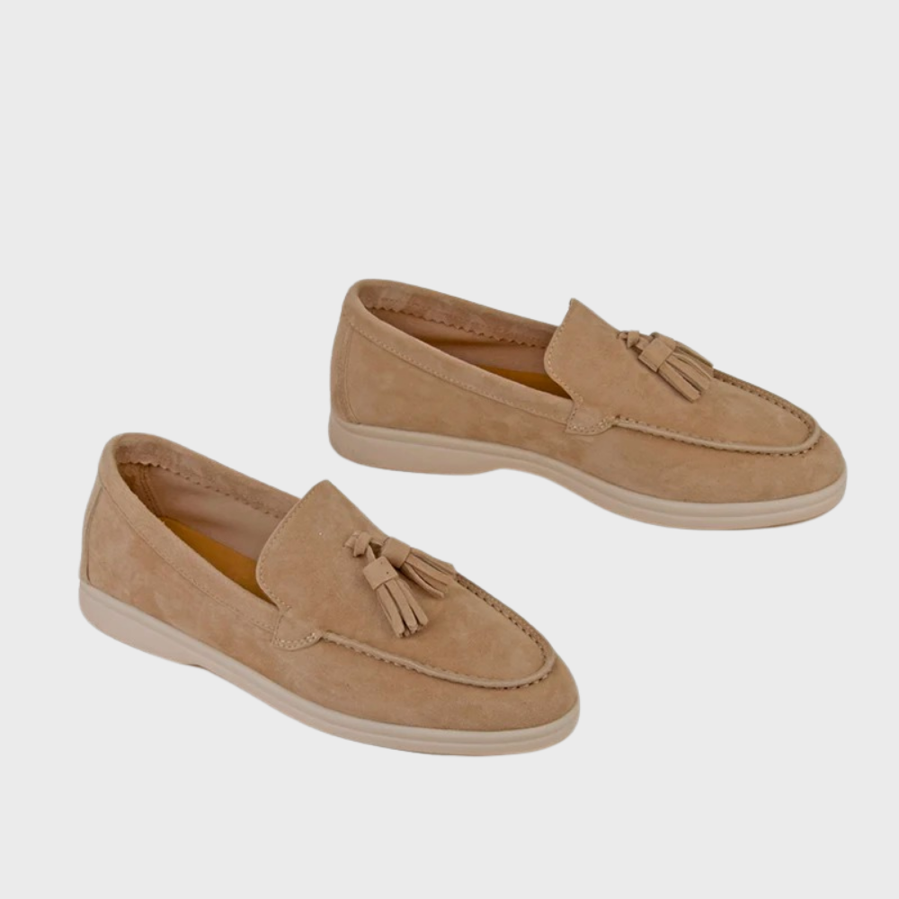 Valenzora | Suede slippers with tassels, slip-on moccasin toe, casual & smart dress shoe