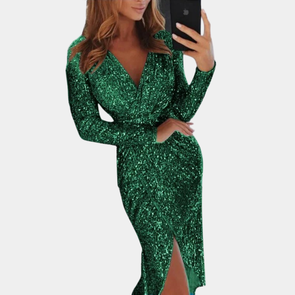 Valenzora | Women's sequined dress with front slit