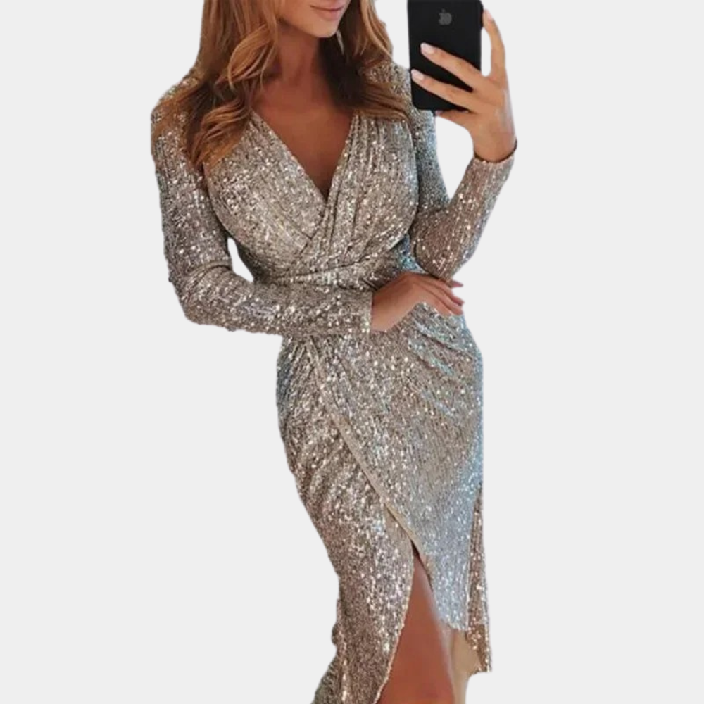 Valenzora | Women's sequined dress with front slit