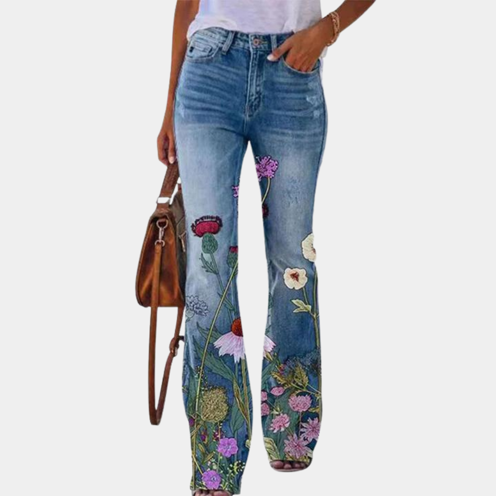 Valenzora | Women's Jeans with Flared Leg and Button Details