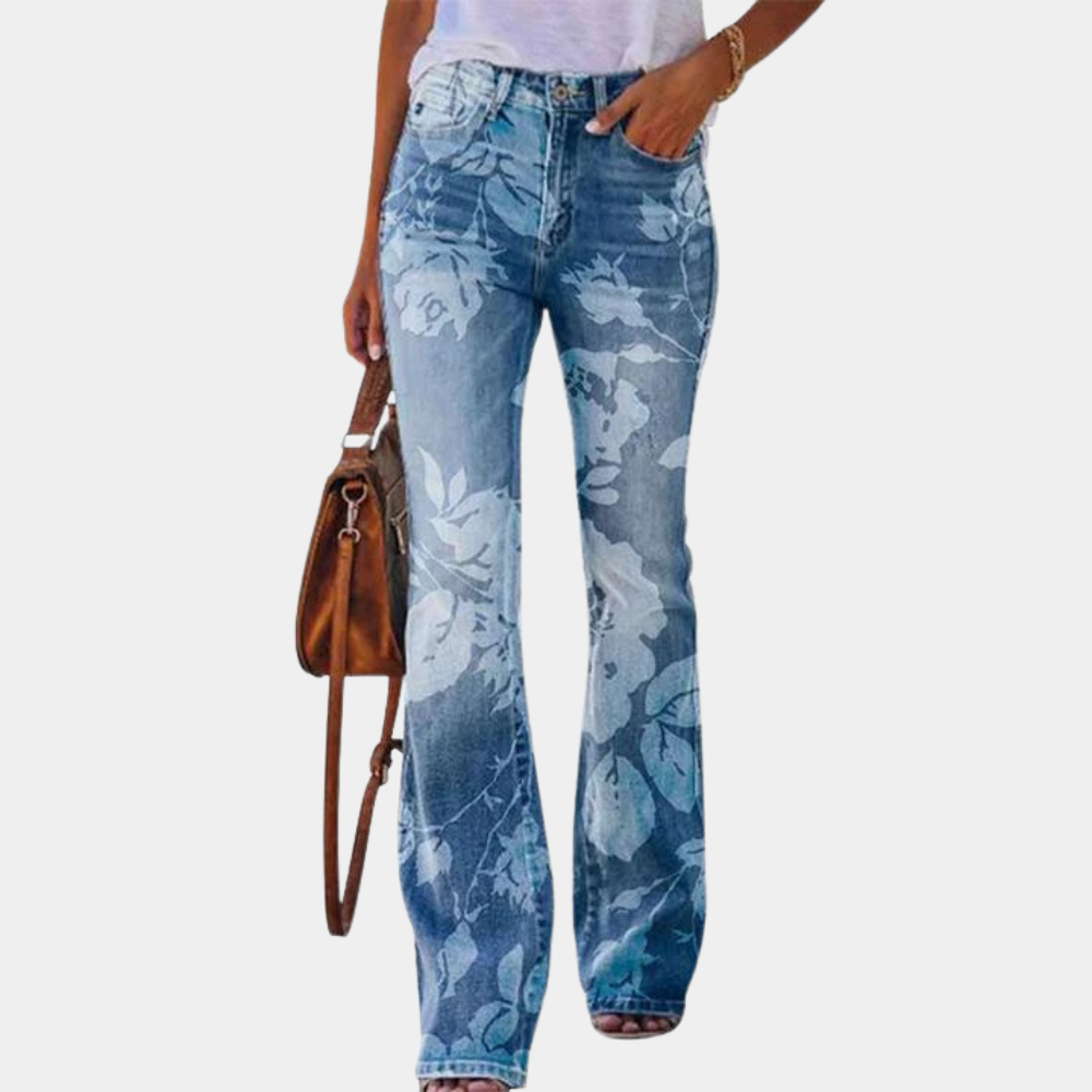 Valenzora | Women's Jeans with Flared Leg and Button Details