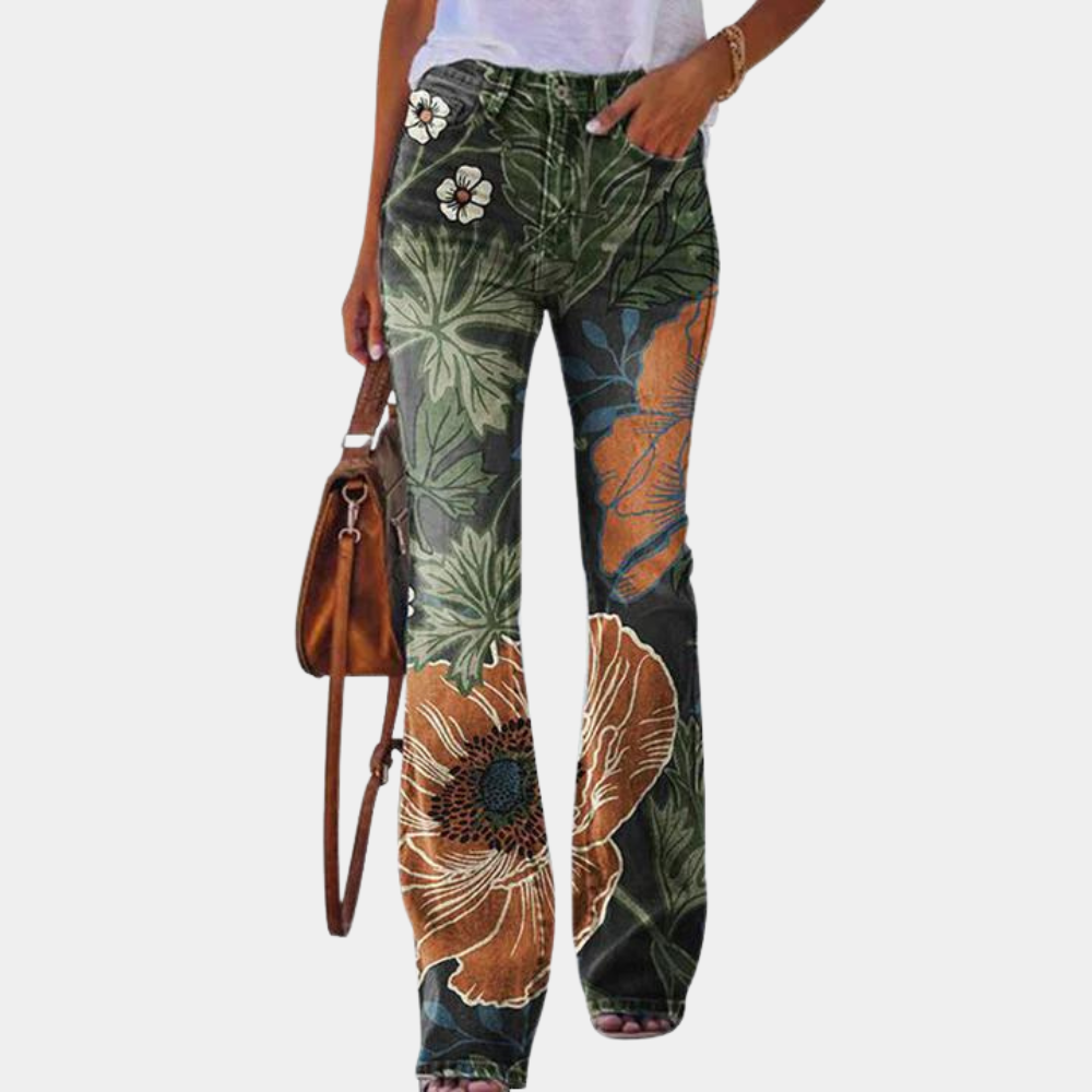 Valenzora | Women's Jeans with Flared Leg and Button Details