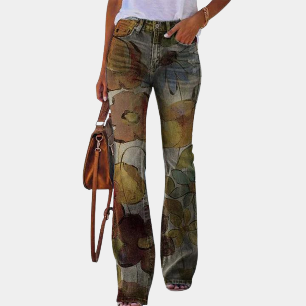 Valenzora | Women's Jeans with Flared Leg and Button Details