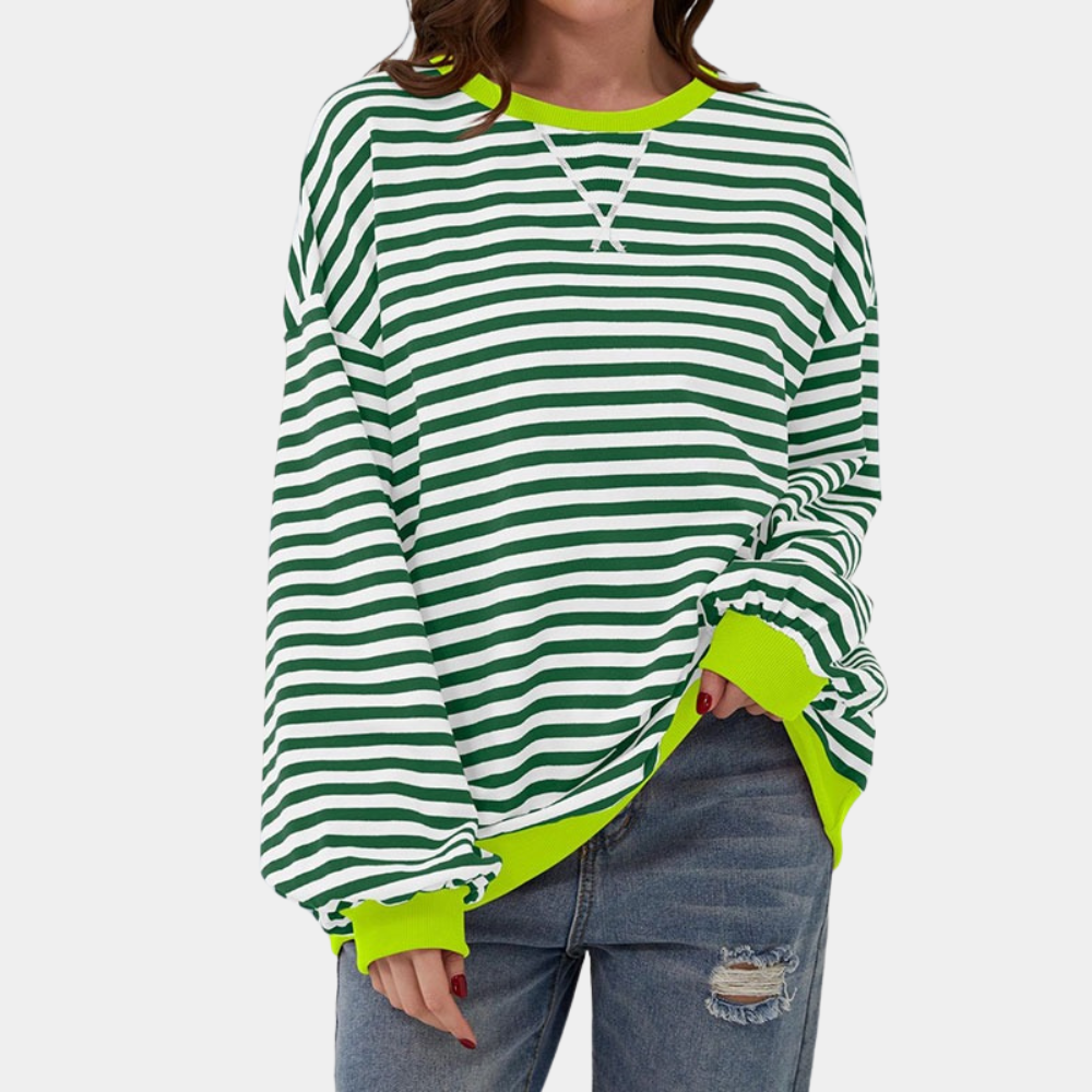 Oversized and striped sweater for women