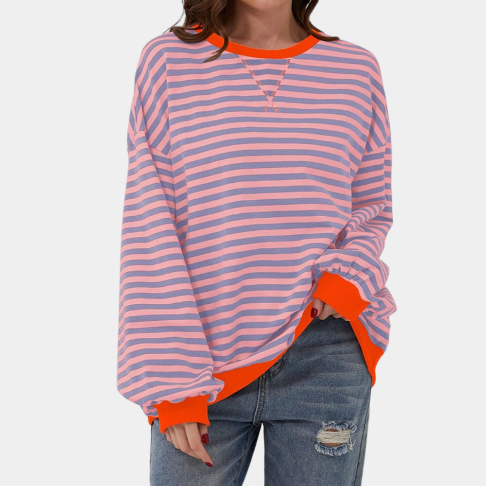 Oversized and striped sweater for women