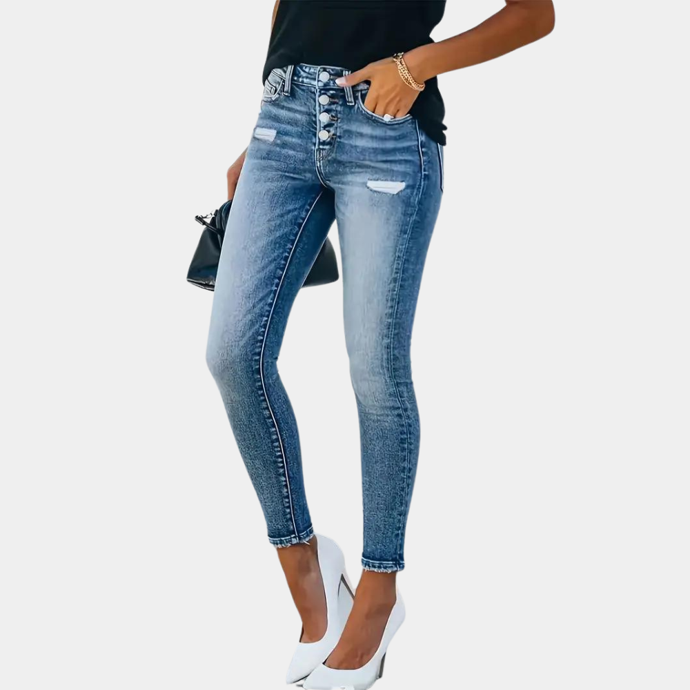 Valenzora | Trendy skinny women's jeans with fashionable buttons