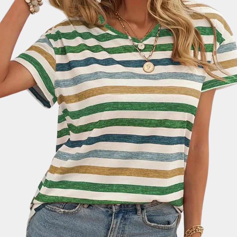 Valenzora | Casual Striped Cotton T-Shirt for Women